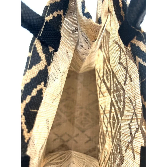 All in the Cards Inc Small tote Black/Tan Geometric Shapes 11x11x4 - Picture 5 of 8